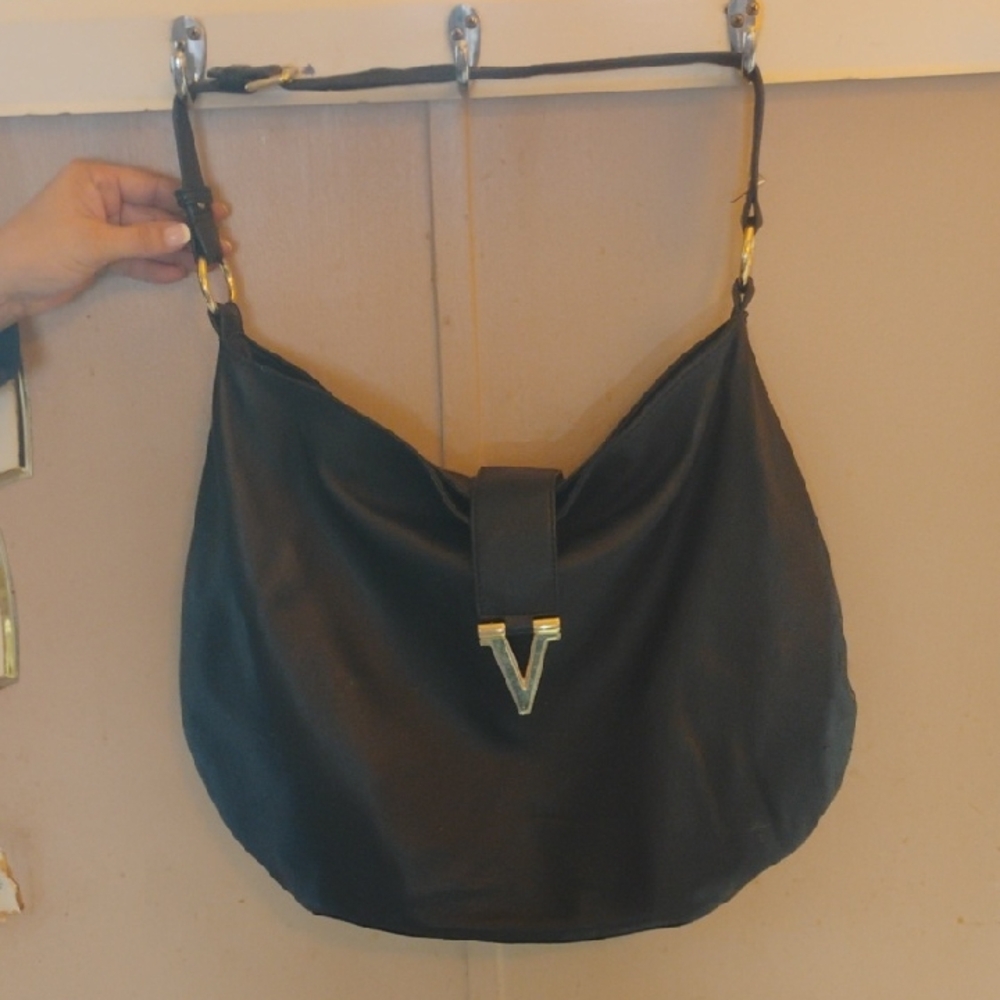Vince Camuto Black Hobo Bag with Gold Accents